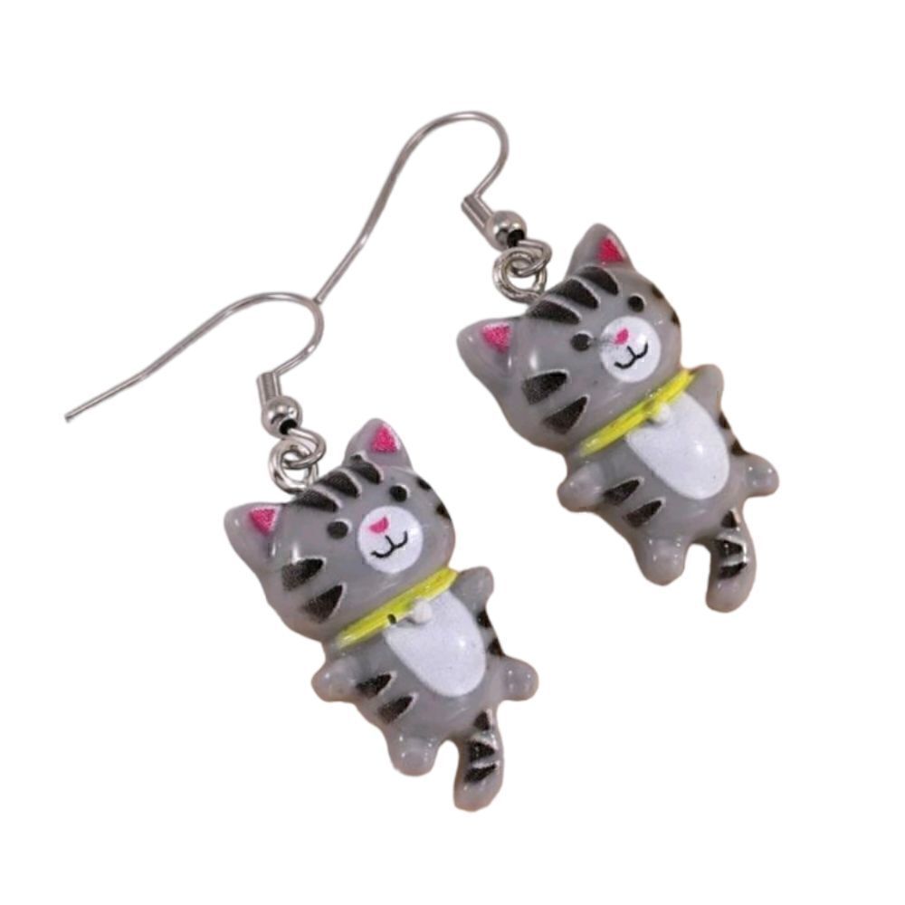 Kitty Dangling Cartoon Cat Design Acrylic Stainless Steel Hooks